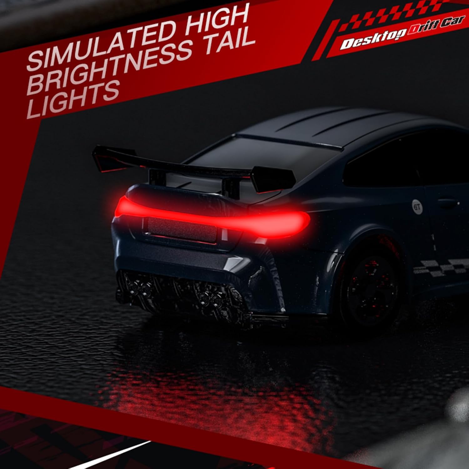 1:64 Scale Mini RC Drift Car, 2.4GHz 4WD Full Proportional Model Vehicle with LED Lights, Racing Sport Toy for Adults Boys Girls Kids (Blue)